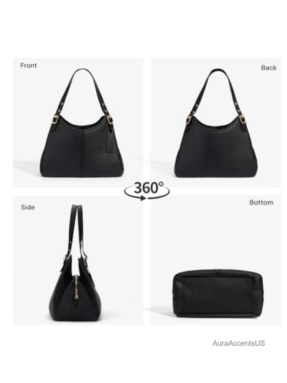 Vintage Hobo Handbag Women Soft Faux Leather Shoulder Bag Slouchy Crescent